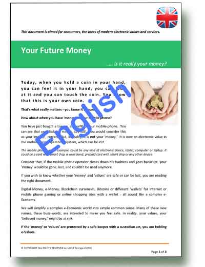 Your Future Money Cover page with image a hand with coins